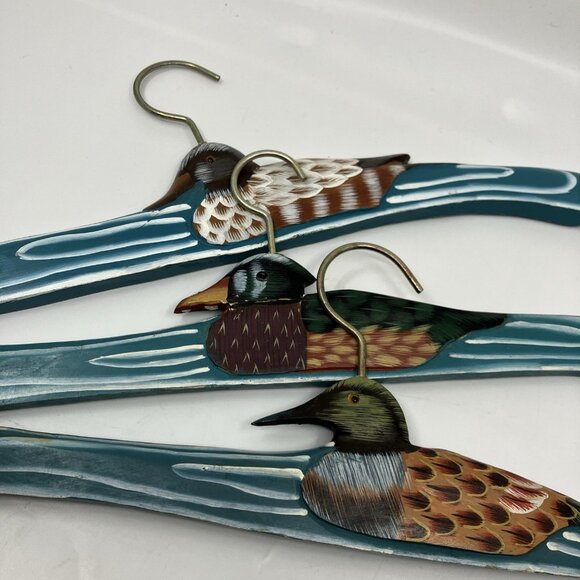 Vintage Wooden Duck Clothes Hanger Carved Display - Picture 2 of 5